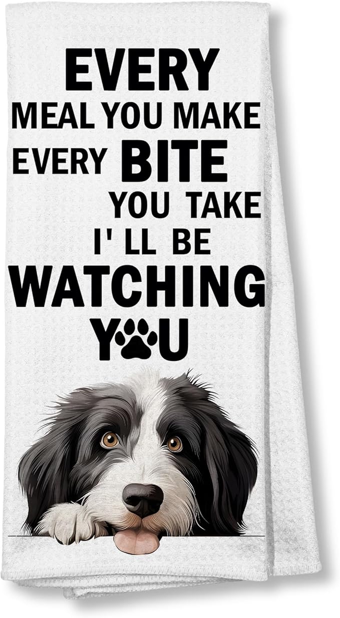 Funny Border Collie Kitchen Towels, Gifts for Border Collie Lovers Tea Dish and Hand Towels for Decorative Use in Kitchen and Bathroom,Every Meal You Make Dog Themed Kitchen Decor, 16x24 Inch
