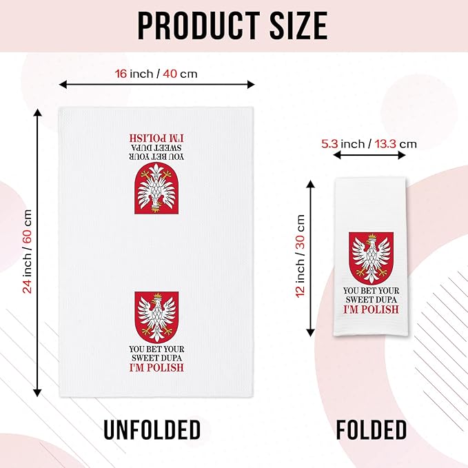 Funny Saying Kitchen Towels, You Bet Your Sweet Dupa I'm Polish Dishcloths, Polish Gifts for Women Men, Poland Flag Decorative Tea Towels, Sweet Housewarming Gifts for Hostess Friend Bestie