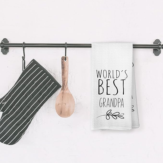 World's Best Grandpa Kitchen Towels, Best Grandpa Gifts for Grandfather Grandpa, Grandpa Gifts from Children, Grandpa Father's Day Birthday Gifts Tea Towels Kitchen Hand Towels 16x24 Inch