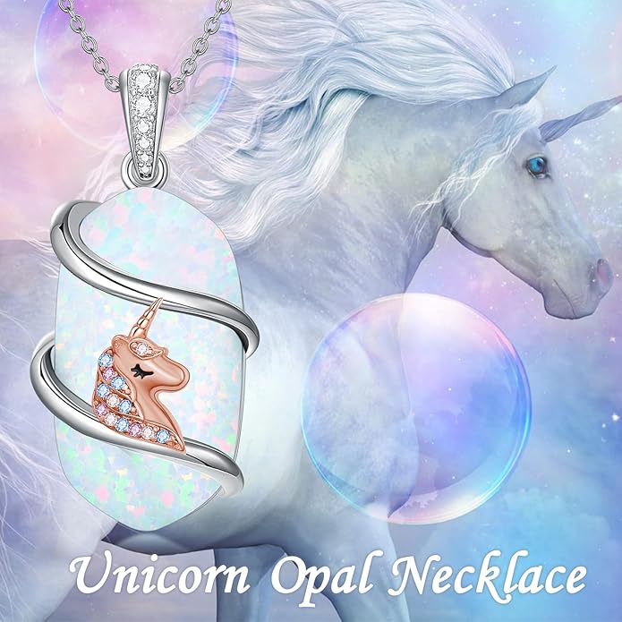Opal Mama Bear/Panda/Cat/Koala/Sloth/Cardinal/Unicorn Necklace 925 Sterling Silver Opal Animal Pendant Jewelry Birthday Gifts Women Her Mom