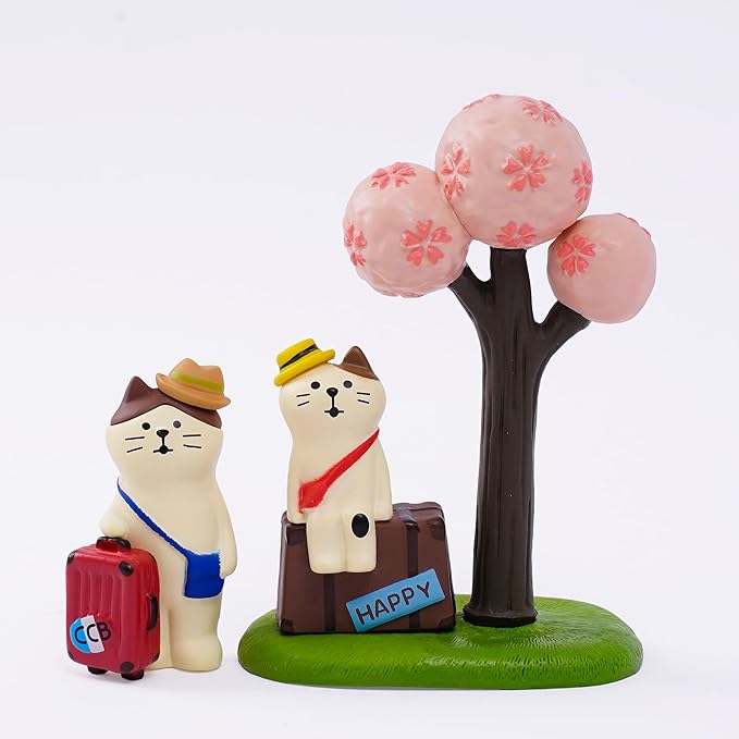 Miniature Cat Figurines Statue - Cute Cat Decor for Desk and Bedroom, Gifts for Cat Lovers Cute Home Office Desk Decor (Traveling Cat)