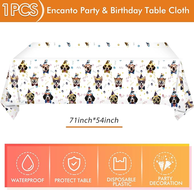 41 Pieces Dog Birthday Party Supplies, Puppy Party Tableware for Kids Party Decorations Includes 20 Plates 20Napkins and 1 Tablecloth for Puppy Theme Party Supplies