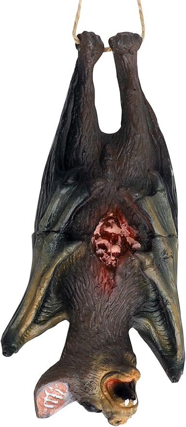 Halloween Hanging Bats Props Trick Toys Simulation Rubber Dead Bat Hanging Ornament Party Decor Prank Prop Cats Dogs Interesting Toys Halloween Party Favors Vampire Rats for Haunted House Decoration