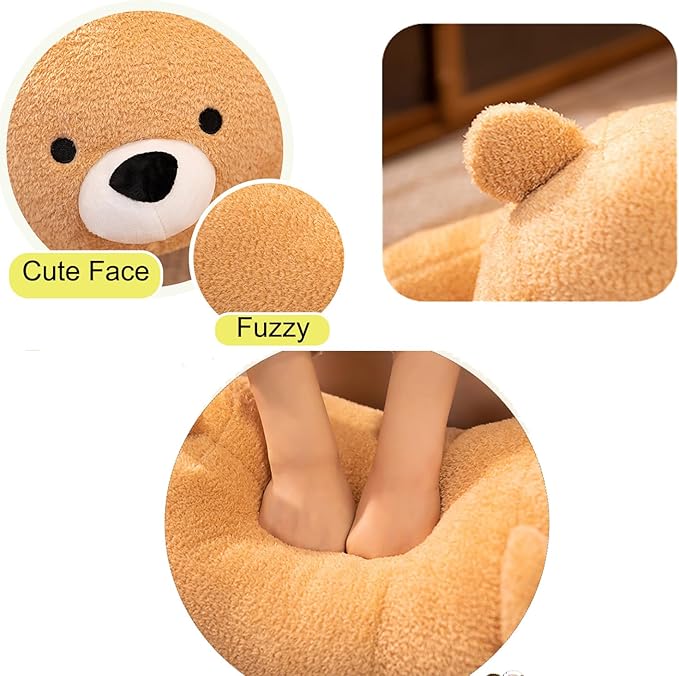 16 Inch Plush Beige Bear Stuffed Animal Hugging Pillow Cuddly Bear Plushies Anime Gifts for Kids and Lovers