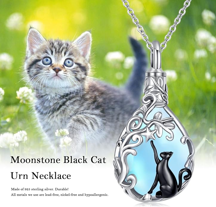 JUSTKIDSTOY Dog/Cat/Hummingbird Urn Necklace for Ashes S925 Sterling Silver Heart Cremation Jewelry Keepsake Memorial for Women