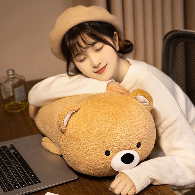 16 Inch Plush Beige Bear Stuffed Animal Hugging Pillow Cuddly Bear Plushies Anime Gifts for Kids and Lovers