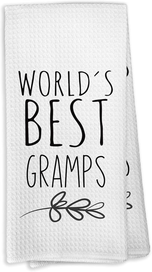 World's Best Gramps Kitchen Towels, Best Gramps Gifts for Grandpa Gramps, Gramps Gifts from Grandson Granddaughter, Gramps Father's Day Birthday Gifts Tea Towels Kitchen Hand Towels 16x24 Inch