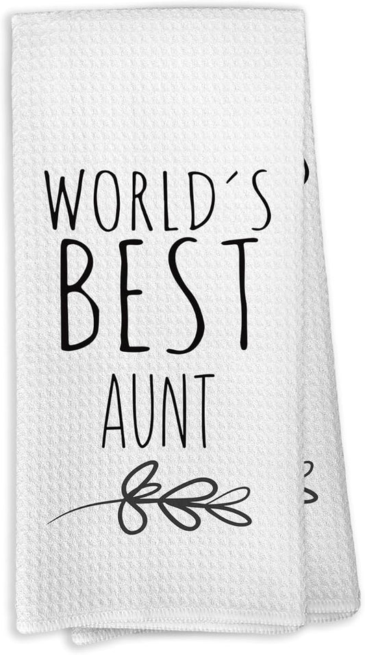 World's Best Aunt Kitchen Towels, Best Aunt Gifts for Aunt, Aunt from Kids Children, Aunt Mother's Day Birthday Thanksgiving Gifts Tea Towels Kitchen Hand Towels 16x24 Inch