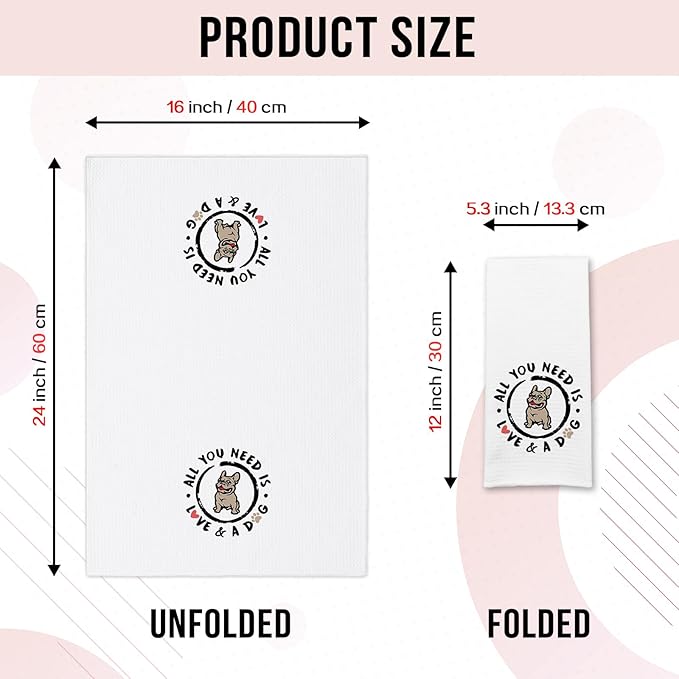 Funny Kitchen Towels with Sayings All You Need is Love and A Dog Dish Towels Dog Mom Decorative Dishcloths Sweet Housewarming Gifts Cute Kitchen Gifts for Dog Lover Women Hostess Friend