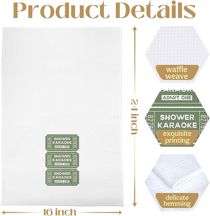 Funky Retro Sage Green Hand Towels, Funny Shower Karaoke Ticket Decorative Hand Towels for Bathroom Decor, Sage Green Bathroom Decor, 16x24 Inch