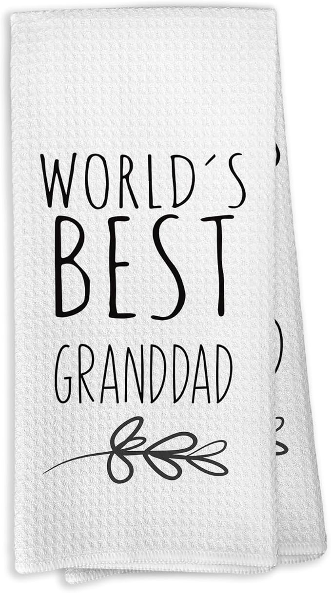 World's Best Granddad Kitchen Towels, Best Granddad Gifts for Grandfather Granddad, Granddad Gifts from Children, Granddad Father's Day Birthday Gifts Tea Towels Kitchen Hand Towels 16x24 Inch