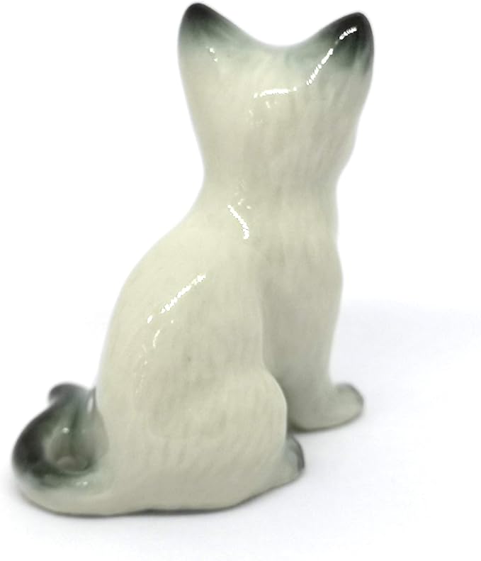 ZOOCRAFT Hand Painted Porcelain Miniature Collectible Ceramic Siamese Cat Figurine