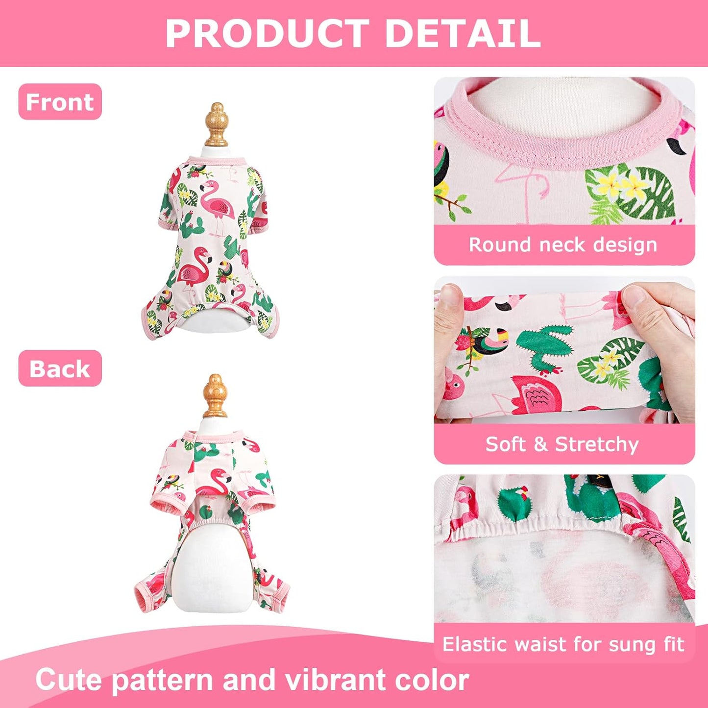 Dog Pajamas Pjs Summer Girl Dog Clothes for Small Dogs Girl - Boy - Medium Size Dogs, Soft Cute Puppy Clothes Fall Dog Onesies Cat Pet Jammies Outfit for Chihuahua Yorkie(Pink, Small)