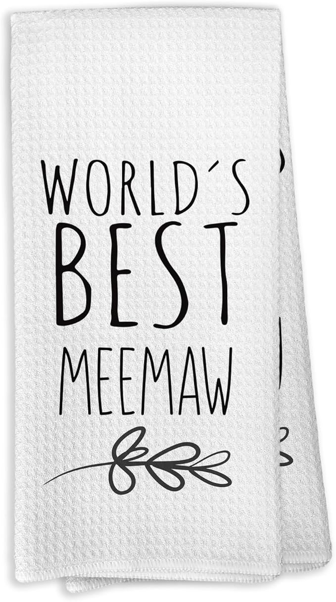 World's Best Meemaw Kitchen Towels, Best Meemaw Gifts for Grandmother Meemaw, Meemaw Gifts from Children, Meemaw Mother's Day Birthday Gifts Tea Towels Kitchen Hand Towels 16x24 Inch