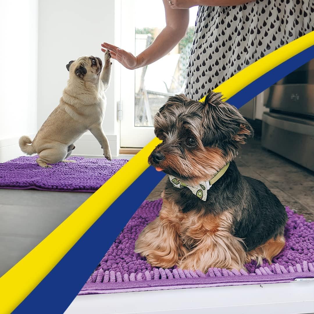Muddy Mat® Original Dog Door Mat for Muddy Paws, Super Absorbent Microfiber, Non-Slip Washable Pet Rug, Quick Dry Chenille Entryway Carpet, Machine Washable Indoor Outdoor mat, Purple 24"x60"