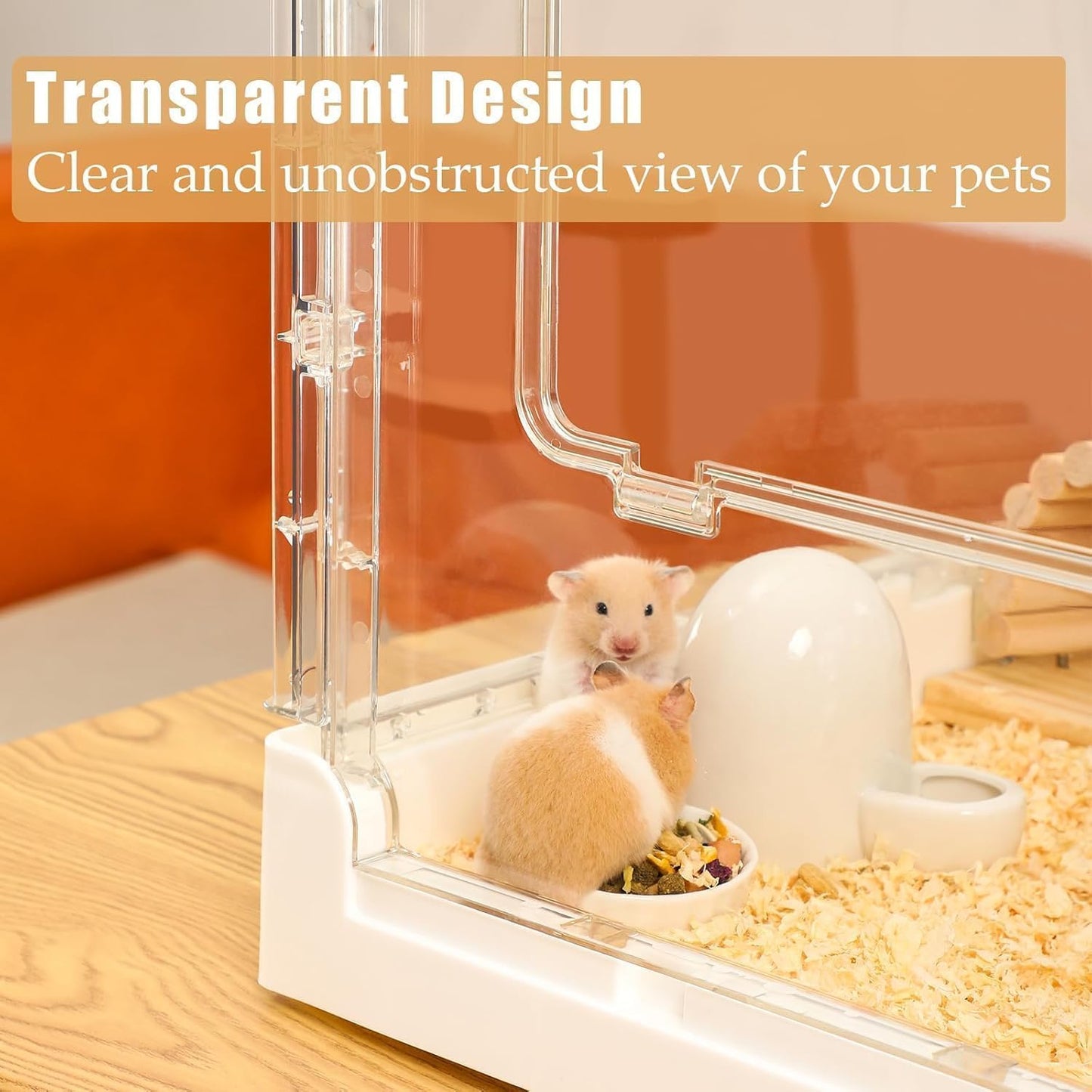 Hamster Cage & Guinea Pig Cages, Acrylic Cage for Small Animal Pets, Large Transparent Gerbil Cage and Habitats, Hedgehog, Dwarf Hamster, Rat, Mouse, Ferret, Bunny, Quail, Extendable, Stackable