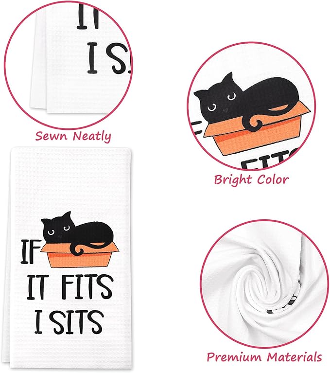 Vansolinne Cute Cats Microfiber Bath Towels Set of 4, 18in x 24in, Perfect for Cat Lovers, Housewarming Gifts