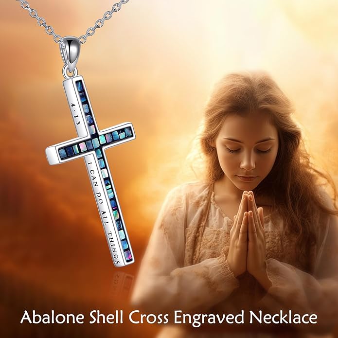 YFN Cross Necklace Sterling Silver Religious Cross Pendant Jewelry Christian Gifts for Women Men