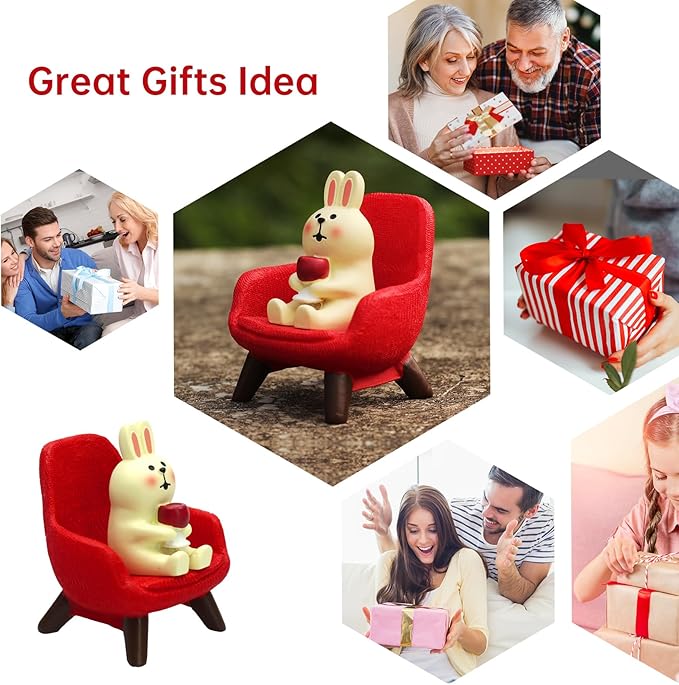 Small Easter Bunny Figurine Cute Mini Rabbit Holding Red Wine Figurine Resin Rabbit for Office, Home Decoration Perfect Cute Rabbit Gift for Rabbit Lovers - Red Sofa