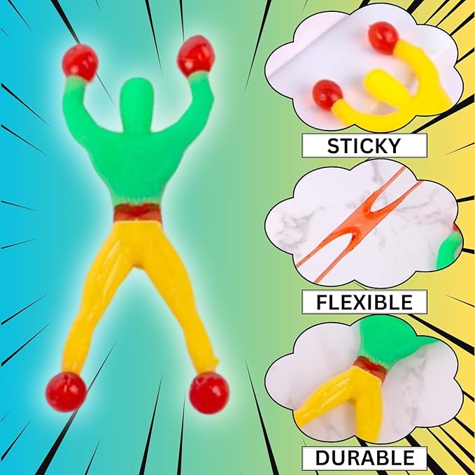 Liberty Imports 72 Pack Sticky Stretchy Wall Climbers Window Crawlers - Party Favor Tricky Novelty Toys Climbing Rolling Men for Kids