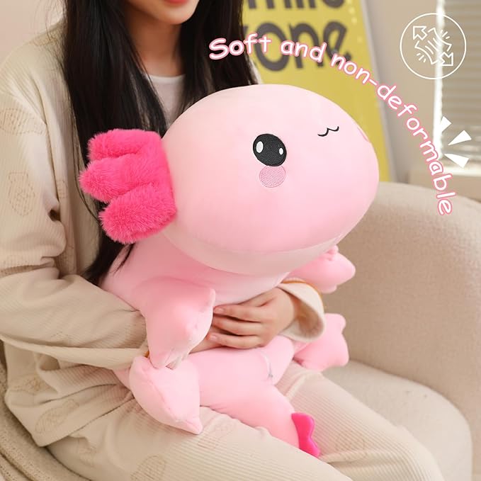 SQEQE Weighted Axolotl Plush, Weighted Axolotl Stuffed Animal, Cute Plushies Soft Pink Pillow Toy Gift for Kids Adults 9.8 Inch, 0.8 lbs