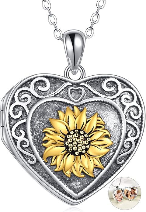 WINNICACA S925 Sterling Silver Heart Lockets Necklace That Holds Pictures Jewelry for Women Photo Pendant Necklace for Birthday Gifts