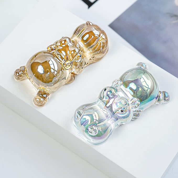 HDCRYSTALGIFTS Colorful Crystal Hippo Figurines Collection for Christmas - Hippopotamus Figurine Gift Art Glass Ornament Animals Statue Collectibles House Hippo Paperweight for Table Home Decor