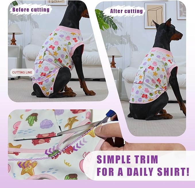 Recovery Suit for Dogs After Surgery, Professional Dog Surgical Suit for Female Spay, Male Neuter, E-Collar & Cone Alternative Dog Onesie for Abdominal Wounds Skin Disease, Purple, S