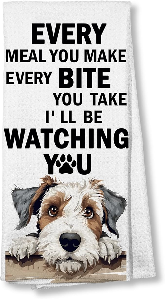 Funny Schnauzer Mastiff Dog Kitchen Towels Mom Lover Gifts Decor Dish and Hand Towel for Kitchen and Bathroom, Funny Every Meal You Make Dog Kitchen Decor, 16x24 Inches
