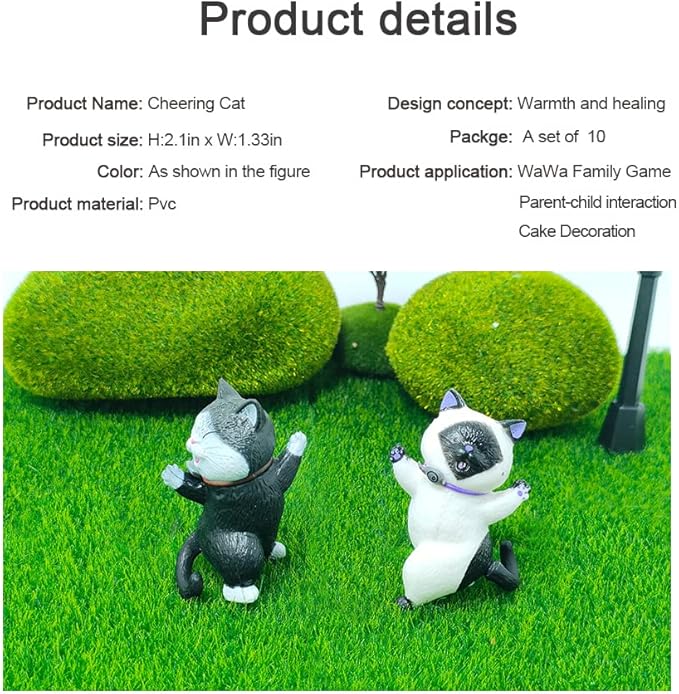 10 Pcs Realistic Cat Figure Mini Cute Cat Characters Miniature Educational Figures Kitten Easter Eggs Cake Topper Christmas Birthday Gift for Cat Lover