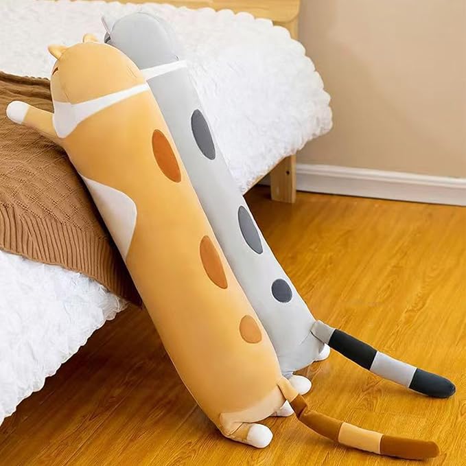Long Cat Plush Pillow Soft Cat Hugging Pillow Stuffed Animal Pillow Cute Kitty Sleeping Throw Pillow Gift for Kids (50cm/19.68inch,Gray