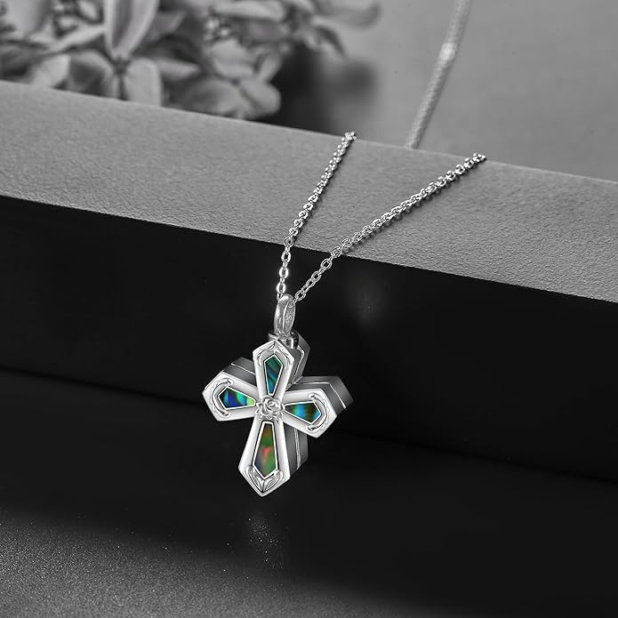 URONE Urn Necklaces for Ashes 925 Sterling Silver Abalone Shell Tree of Life Cremation Jewelry for Ashes Memory Jewelry for Women Men