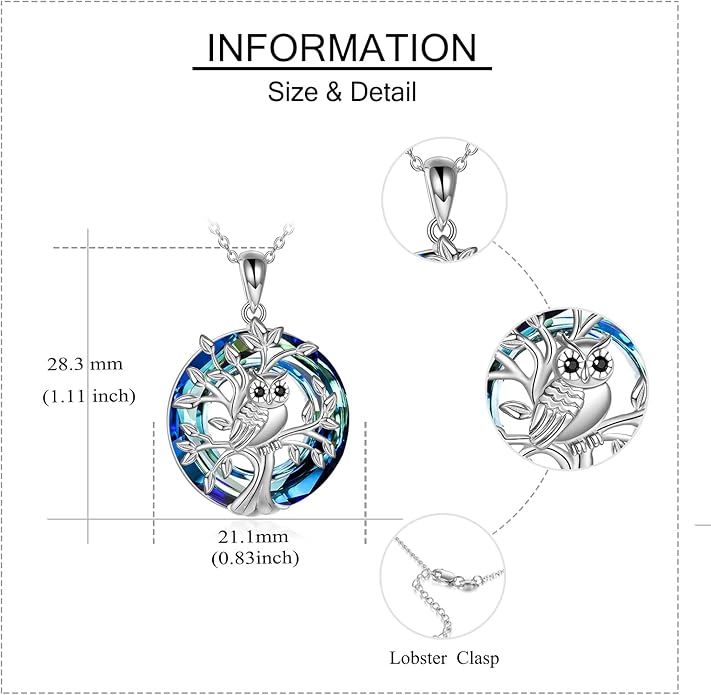 ONEFINITY Sterling Silver Always in My Heart Owl Urn Necklace for Ashes Owl Cremation Jewelry for Ashes of Loved Ones Keepsake Jewelry