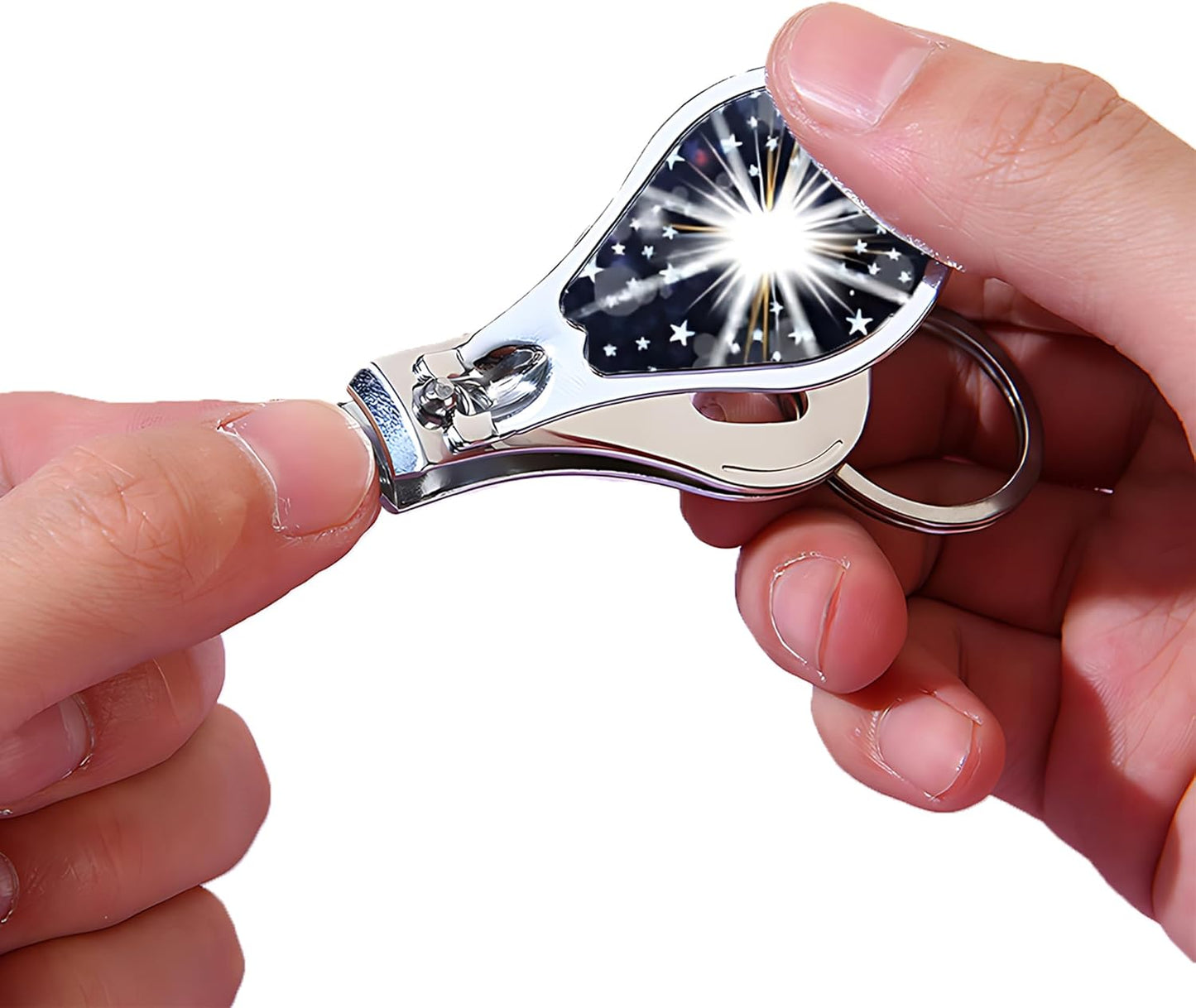 Nail Clippers with Key Chain Cute Stainless Steel Nail Cutter with File Professional Toenail Clipper for Men Multifunction Toenail Clipper 2 Pack Nique Cutter for Adult(White Light)