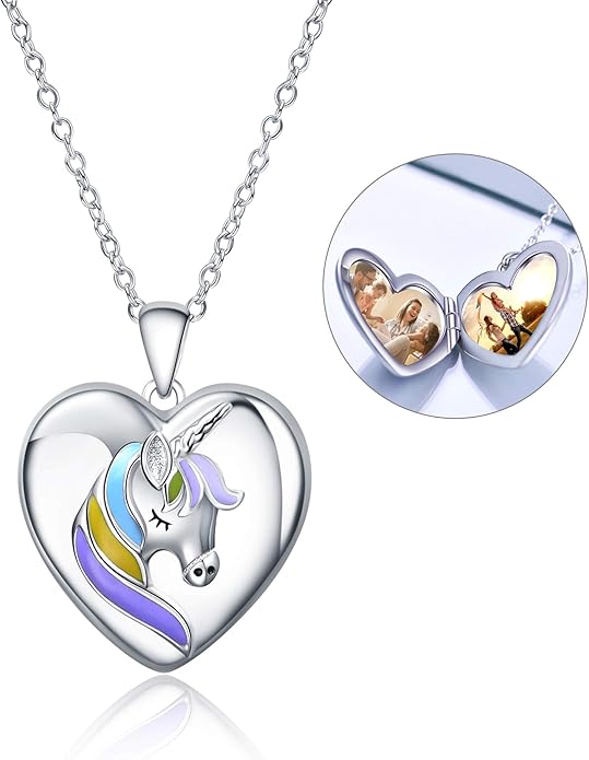WINNICACA S925 Sterling Silver Heart Lockets Necklace That Holds Pictures Jewelry for Women Photo Pendant Necklace for Birthday Gifts