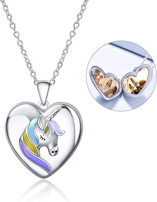 WINNICACA S925 Sterling Silver Heart Lockets Necklace That Holds Pictures Jewelry for Women Photo Pendant Necklace for Birthday Gifts