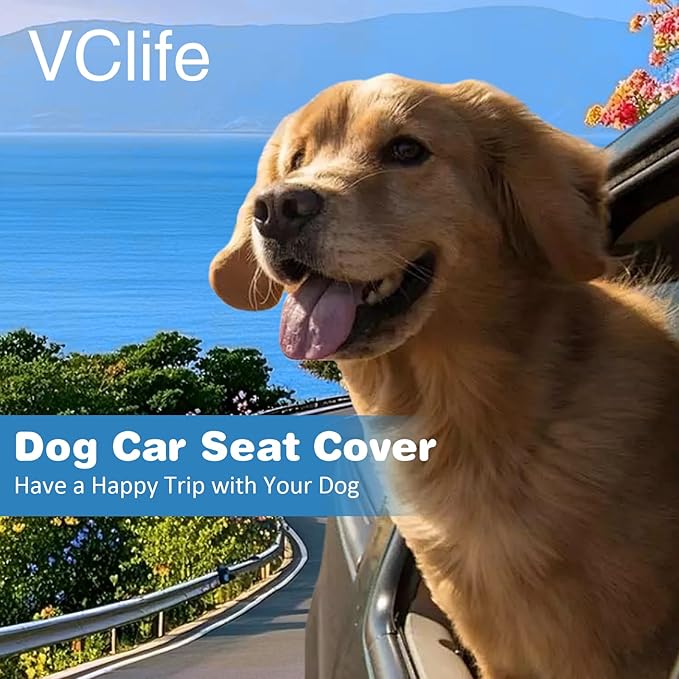 VClife Dog Car Seat Cover for Backseat Extender, Anti Slip Dog Bed Mat Travel Blanket, Pet Friendly Backseat Cover for Cars, SUVs, Small Trucks, Back Seat Extender Protector (Light Gray, 59"×27.6")