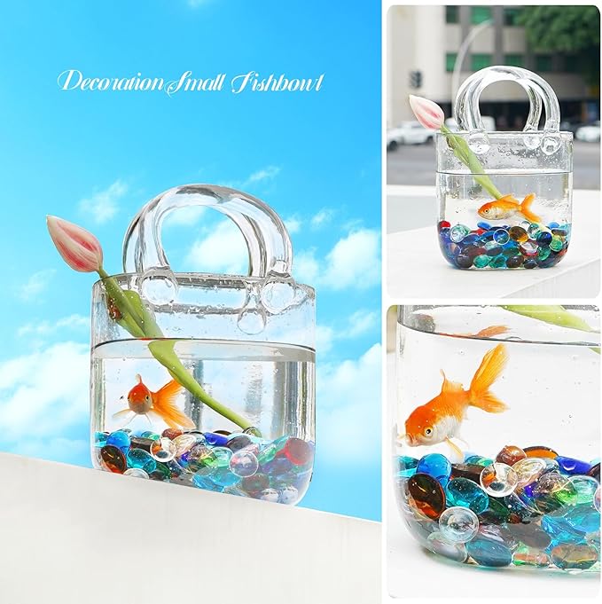 10LB Mixed Color Flat Glass Marbles for Vases, Mancala Stones Gemstone Beads Vase Filler Decorative Glass Pebbles for Fish Tank, DIY Crafts, Mosaics, Aquarium Decor Rocks, Candle Holders