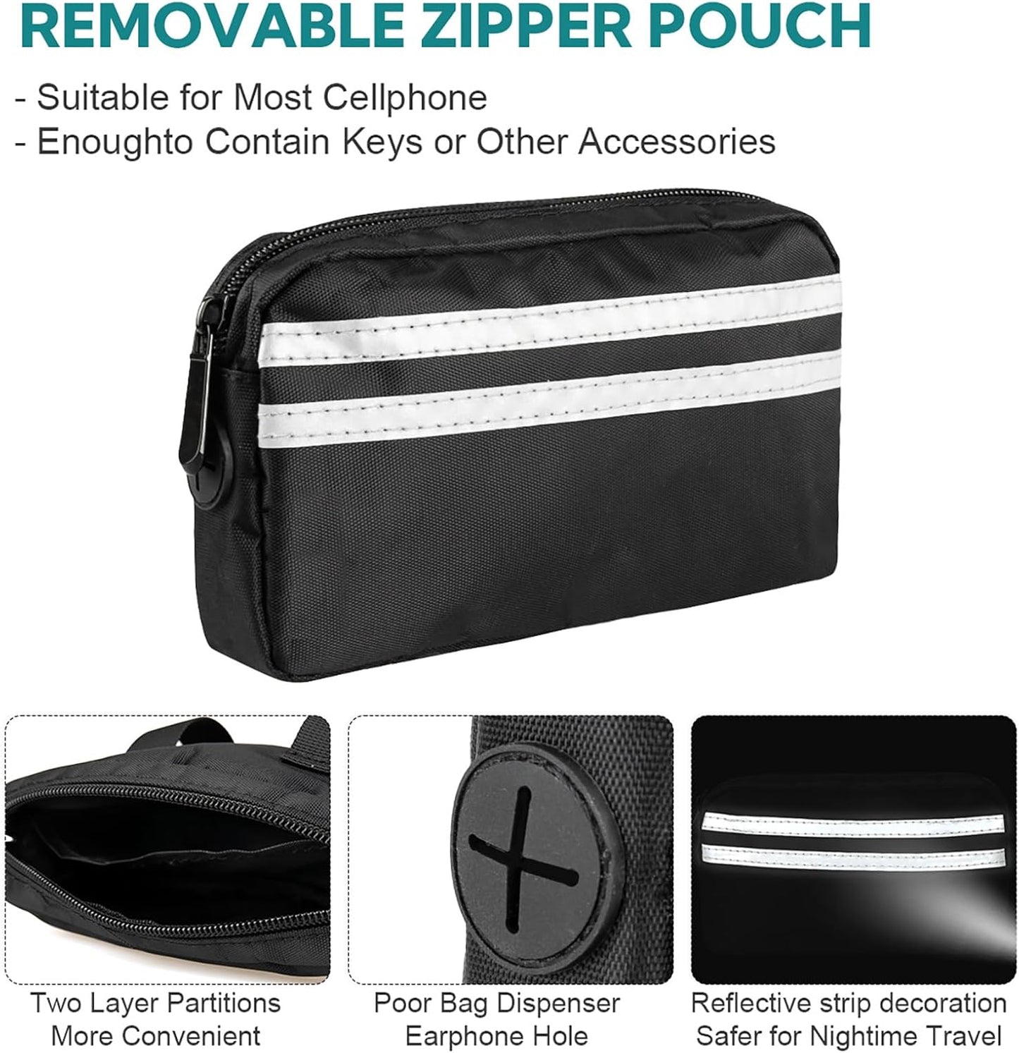 Hands Free Dog Leash with Pouch, Adjustable Waist Belt with Double Padded Handles, Waist Leash for Dog Walking, Dog Leash with Bungee for Medium & Large Dog, Dog Walking Accessories, Olive