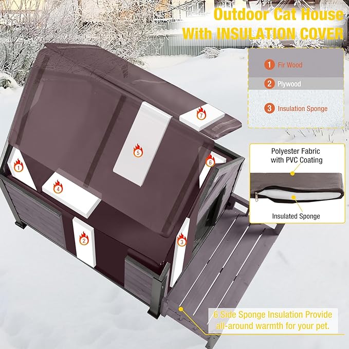 Aivituvin Dog House Outdoor with Metal Frame, Insulated Dog Kennel Outside for Small to Medium Breed, 45" Weatherproof Large Dog Shelter with Anti-Chewing Iron Frame, Grey (45" D x 32.9" W x 32.6" H)