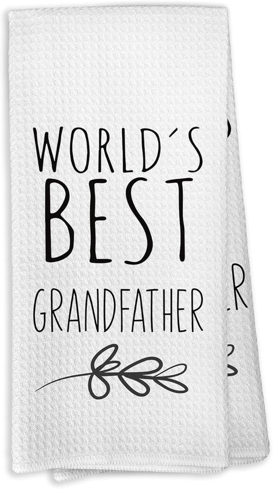 World's Best Grandfather Kitchen Towels, Best Grandfather Gifts for Grandpa, Grandfather Gifts from Children, Grandfather Father's Day Birthday Gifts Tea Towels Kitchen Hand Towels 16x24 Inch