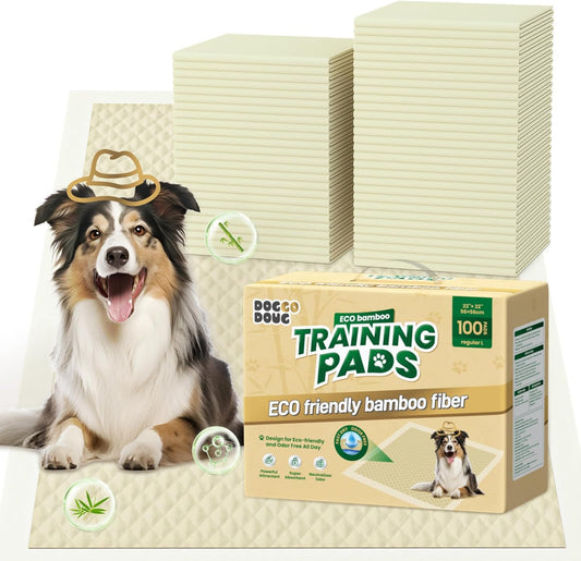 Puppy Pads 100 Count Small 22x22in Bamboo Training Pads Deodorizing Leakproof Quick Drying Dog Pee Pads Super Absorbent Disposable Pee Pads for Dogs Puppies, Doggie, Cats, Rabbits