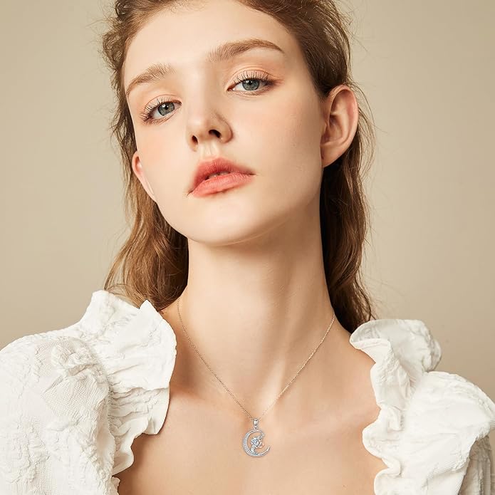 Horse/Bunny/Dog/Cat Necklace 925 Sterling Silver Women with Animal Pendant Necklace Jewelry Gifts for Women Animal Lovers