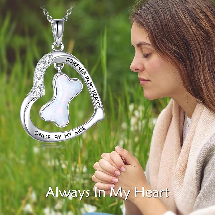 YFN Paw Print Necklace Sterling Silver Dog Cat Charms Pendant Cremation Jewelry Cat Dog Memorial Gifts for Women Girls