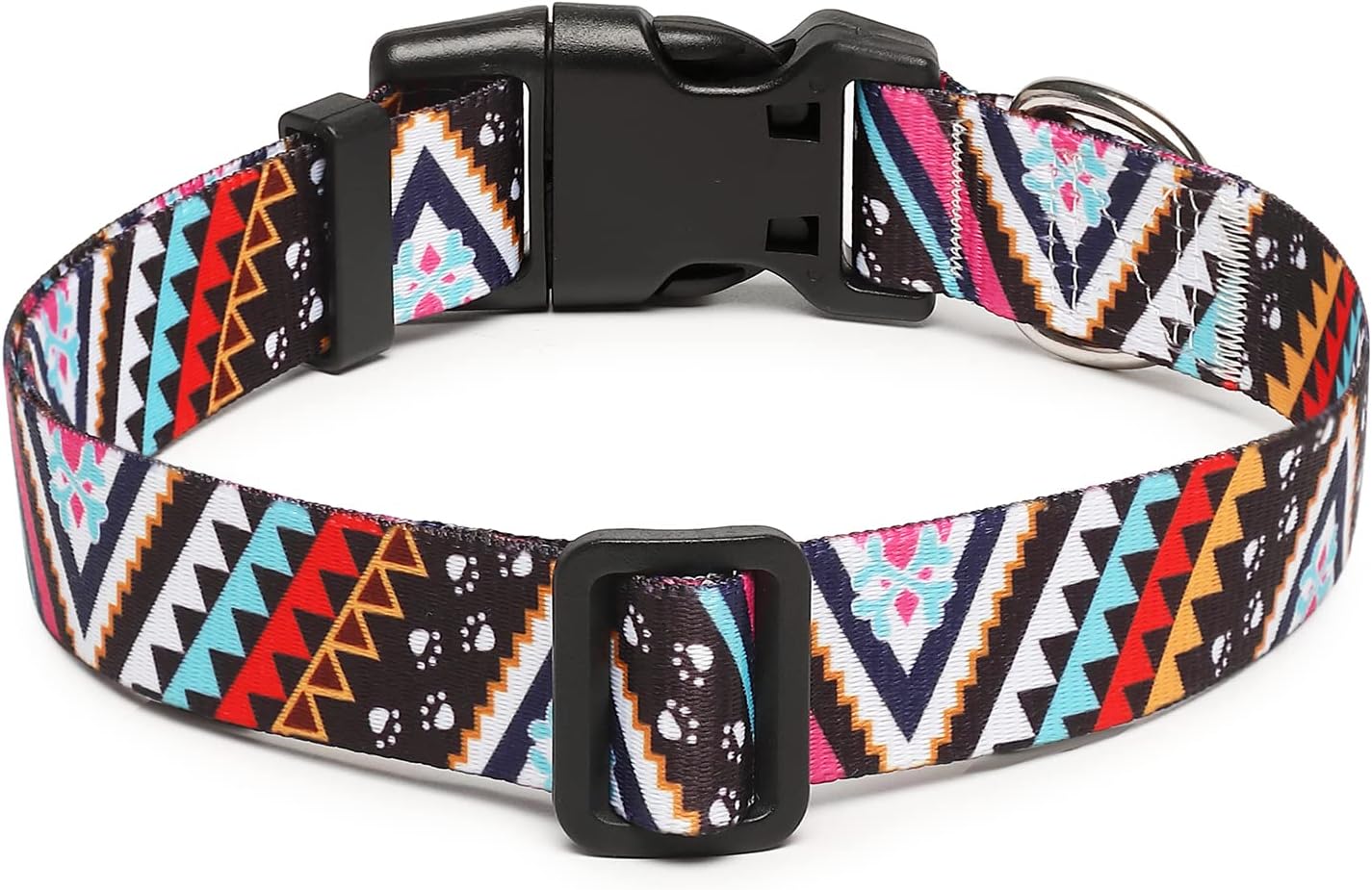 Mercano Adjustable Dog Collar - Special Design Patterns, Soft Nylon Comfortable Durable Pet Collar for Small Medium Large Dogs (S, Ethnic Pink)