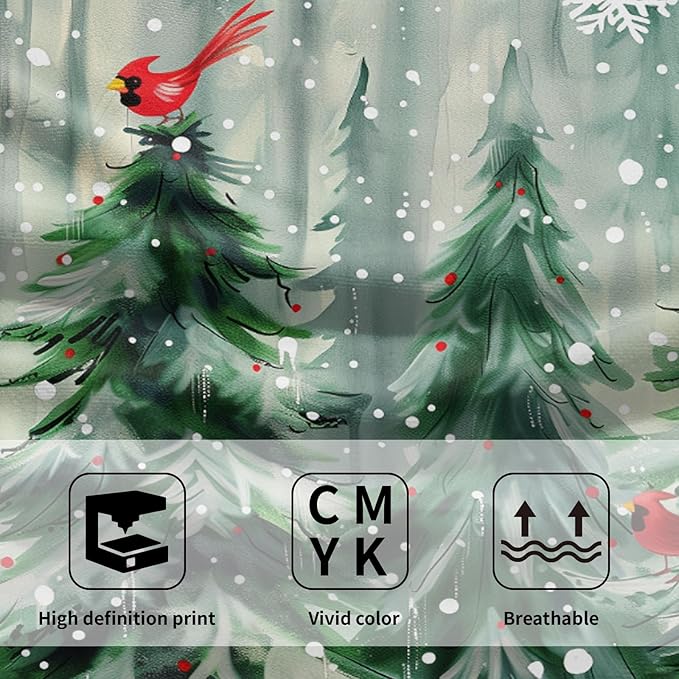 Winter Pine Tree Hand Towels Set of 2 Red Bird Decorative Bath Towel Soft Highly Absorbent Kitchen Tea Dish Towels for Bathroom Spa Gym