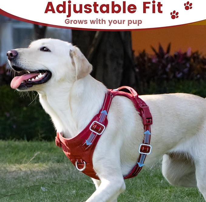No Pull Dog Harness, Reflective Puppy Vest for Small Medium Large Sized Dog(Burgundy Red,M)