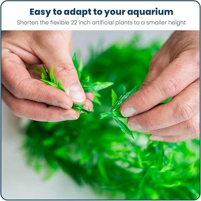 3PCS Artificial Aquarium Plants Set Extra Large - Big Natural Looking Plastic Decoration for Fish, Axolotl and Turtle Tanks – Tall Realistic Tank, Swamp and Pond Fake Plant Decorations.