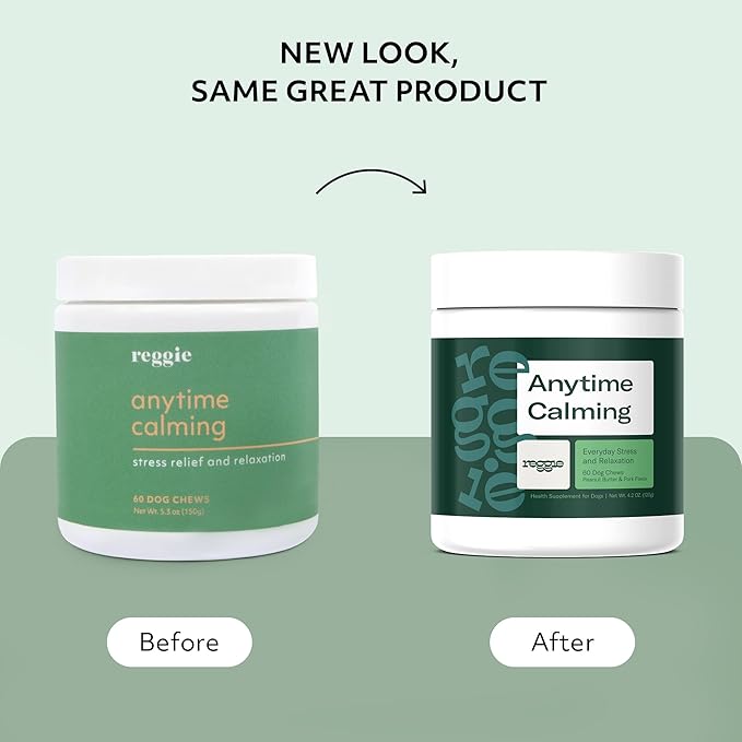 Reggie Anytime Calming Chews for Dogs | Natural Calming Dog Treats to Reduce Hyperactivity, Separation Anxiety, & Stress | Vet-Approved & Ideal for All Ages, Breeds, and Sizes (120 Count)