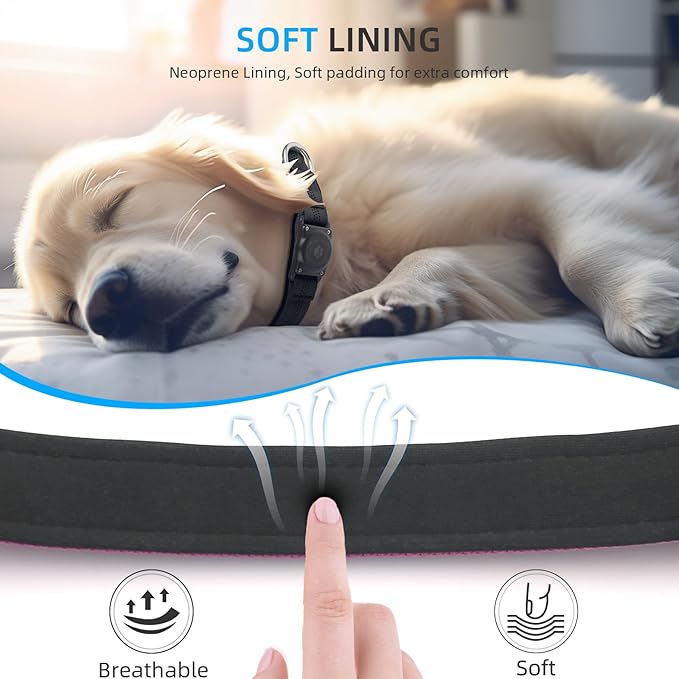 Upgraded AirTag Dog Collar, IP68 Waterproof Air Tag Dog Collar Holder, Reflective, Ultra-Durable, Comfortable Padded, Heavy Duty Dog Collars for Small Medium Large Dogs (XL (15.6"-22"), Pink)